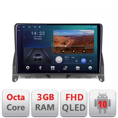 VPX Navigatie dedicata Mercedes W204 2008-2012 B-W204 Android Ecran QLED octa core 3+32 carplay android auto KIT-W204+EDT-E309V3