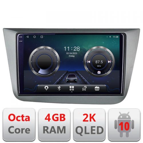 VPX Navigatie dedicata Seat Leon 2005-2012 C-leon05 Android Octa Core Ecran 2K QLED GPS 4G 4+32GB 360 kit-leon5+EDT-E409-2K