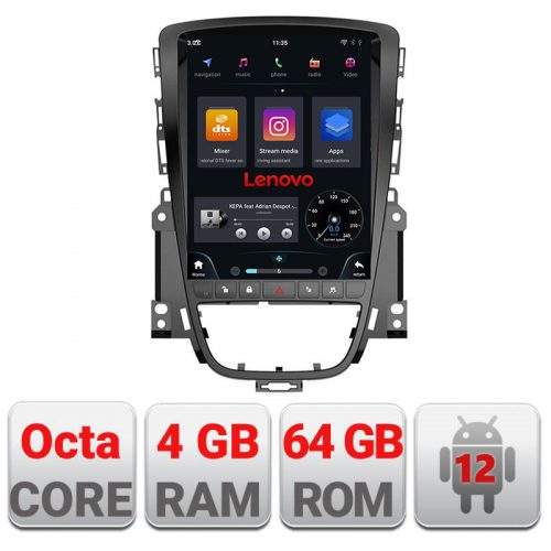 VPX Navigatie dedicata Lenovo tip Tesla Opel Astra J 2009-2017,Qled 9.7″,Octacore,4Gb RAM,64Gb Hdd,4G,DSP,Carplay,Bluetooth